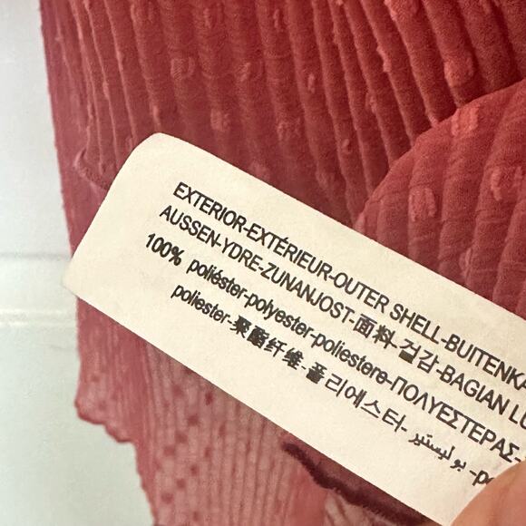 Zara Dress Pink Clip Dot Faux Wrap Mesh Tiered Mini Babydoll Boho Small - Picture 7 of 7